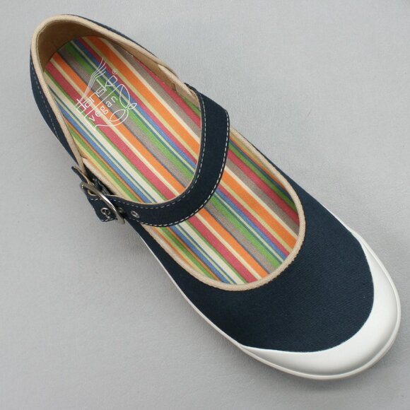 Dansko 40 Ladies (9.5-10) Valerie Canvas Navy Blue Vegan Mary Jane Clogs Shoes - Picture 7 of 12